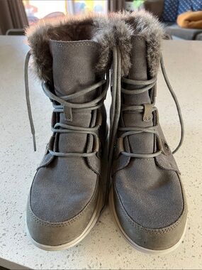 Sorel Waterproof Gray Faux-Fur Lined Winter Boots